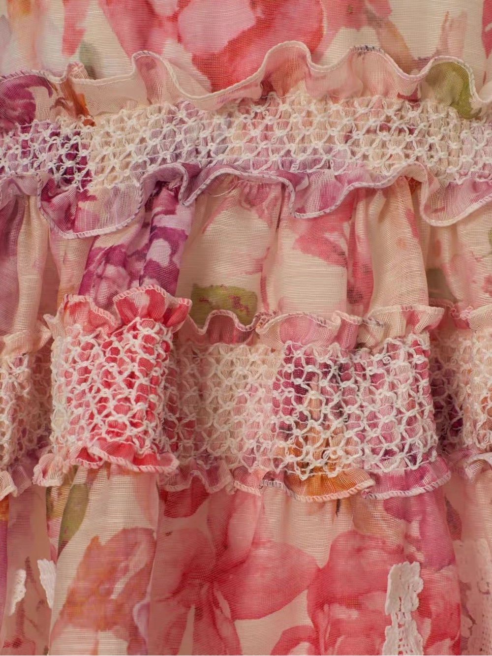 Designer-style Floral Pink Ruffled Halter Dress - Picture 12 of 15